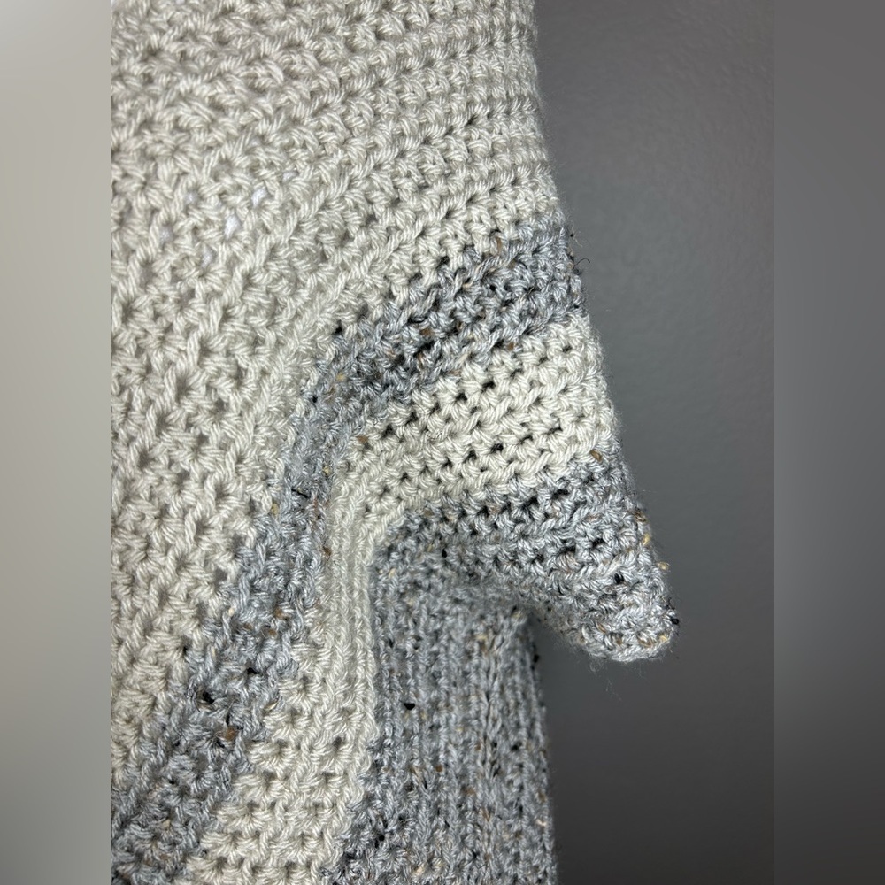 Womens Handmade Boho Crochet Coastal Cowgirl Neutral Cardigan O/S Beige Gray - Picture 4 of 9